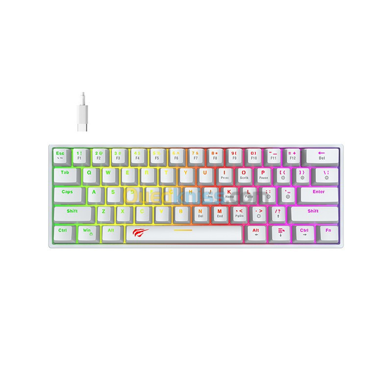 CLAVIER MECANIQUE GAMING HAVIT 60 Pourcent KB881L WHITE